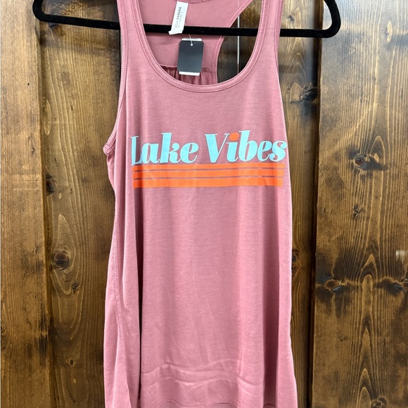 Bella Canvas Pink Tank Top - Lake Vibes - Picture 1 of 2